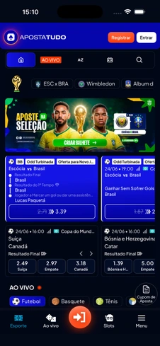 Área esportiva da ApostaTudo no iPhone